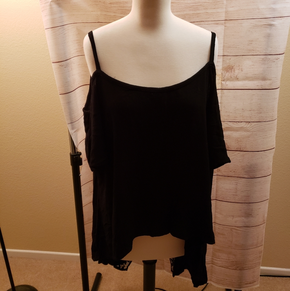 Torrid size L black cold shoulder blouse.